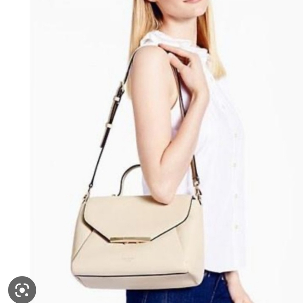 KATE SPADE CREMA DE VIE PALERMO ASTOR ROW LEATHER SATCHEL